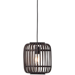 Loops Hanging Ceiling Pendant Light - Dark Bamboo & Plywood With Matt Black Paint - 10W Led E27