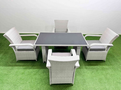 Fimous Wicker Pe Rattan Garden Furniture Set Patio Outdoor 4 Chairs Plus Rectangular Dining Table Set Light Grey Mixed - image 1