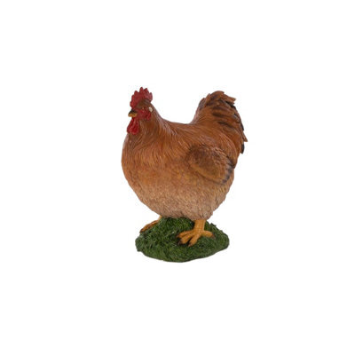 Terrastyle Brown, White Resin Hen Garden Ornament (H)27.5Cm (W)16.5Cm