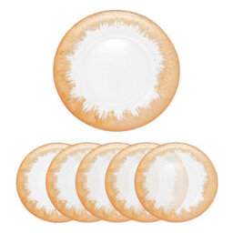 Neel Blue Charger Plates For Table Decoration - Clear Glass With Copper Trim - Pack Of 6