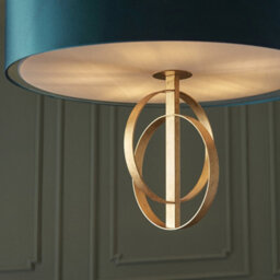Luminosa Lighting Luminosa Trento 5 Light Ceiling Pendant Antique Gold Leaf & Teal Satin Fabric - thumbnail 3