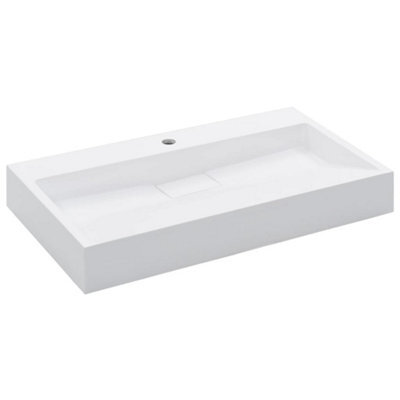 Berkfield Chic Wash Basin 80X46X11 Cm Mineral Cast/marble Cast White - image 1
