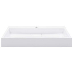 Berkfield Chic Wash Basin 80X46X11 Cm Mineral Cast/marble Cast White - thumbnail 3