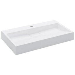 Berkfield Chic Wash Basin 80X46X11 Cm Mineral Cast/marble Cast White - thumbnail 1
