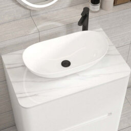 Royal Bathrooms Venice 700mm Gloss White Freestanding Bathroom Countertop Vanity Unit 2 Drawer With Cesar Basin - thumbnail 6