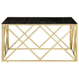 Berkfield Coffee Table Gold Stainless Steel And Tempered Glass - thumbnail 3