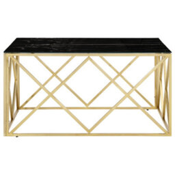 Berkfield Coffee Table Gold Stainless Steel And Tempered Glass - thumbnail 4