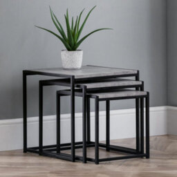 Oakham Harstad Concrete Nest Of 3 Tables In Concrete And Black - thumbnail 2