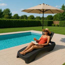 Homeology Maldives Black Prestigious Outdoor Rattan-Style Adjustable Sun Lounger - Pre-Assembled - thumbnail 6