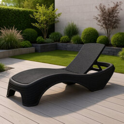 Homeology Maldives Black Prestigious Outdoor Rattan-Style Adjustable Sun Lounger - Pre-Assembled - thumbnail 3
