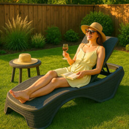 Homeology Maldives Black Prestigious Outdoor Rattan-Style Adjustable Sun Lounger - Pre-Assembled - thumbnail 2