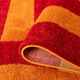 The Rugs Joli Red And Orange Geometric Rug Soft Dense Pile Easy To Clean And Pet Friendly For Living Rooms And Bedrooms - thumbnail 6
