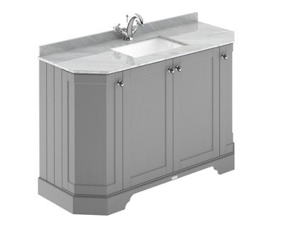 Hudson Reed Floor Standing Four Door Traditional Vanity Unit With 1 Tap Hole Grey Marble Top & Basin In Storm Grey, 1236 X 470mm - image 1