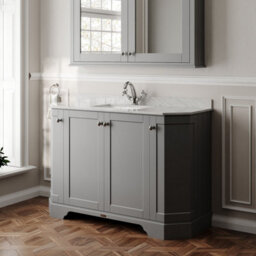 Hudson Reed Floor Standing Four Door Traditional Vanity Unit With 1 Tap Hole Grey Marble Top & Basin In Storm Grey, 1236 X 470mm - thumbnail 4