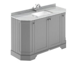 Hudson Reed Floor Standing Four Door Traditional Vanity Unit With 1 Tap Hole Grey Marble Top & Basin In Storm Grey, 1236 X 470mm - thumbnail 1