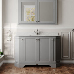 Hudson Reed Floor Standing Four Door Traditional Vanity Unit With 1 Tap Hole Grey Marble Top & Basin In Storm Grey, 1236 X 470mm - thumbnail 2
