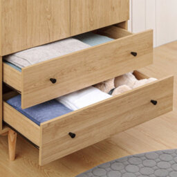 Wyld Haus Coramar Natural Wood 2-Door Wardrobe With Hanging Rail And 2 Drawers - 80W X 52D X 180H Cm - thumbnail 9