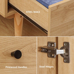 Wyld Haus Coramar Natural Wood 2-Door Wardrobe With Hanging Rail And 2 Drawers - 80W X 52D X 180H Cm - thumbnail 8