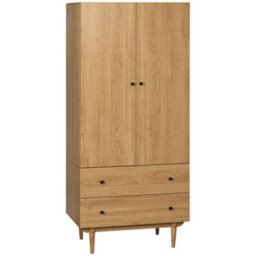 Wyld Haus Coramar Natural Wood 2-Door Wardrobe With Hanging Rail And 2 Drawers - 80W X 52D X 180H Cm - thumbnail 2