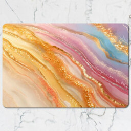 Benjamin Tate Design Marble Gold Accent Placemat And Coaster Set Limited Edition Wood Bottom Designer Artwork - thumbnail 2