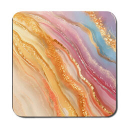 Benjamin Tate Design Marble Gold Accent Placemat And Coaster Set Limited Edition Wood Bottom Designer Artwork - thumbnail 3