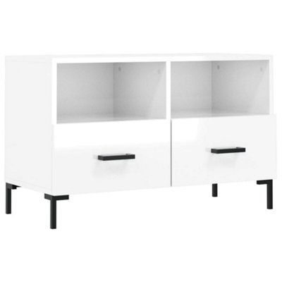 Berkfield Sturdy Tv Cabinet High Gloss White 80X36X50 Cm Engineered Wood - image 1