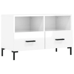 Berkfield Sturdy Tv Cabinet High Gloss White 80X36X50 Cm Engineered Wood - thumbnail 1