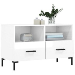 Berkfield Sturdy Tv Cabinet High Gloss White 80X36X50 Cm Engineered Wood - thumbnail 3