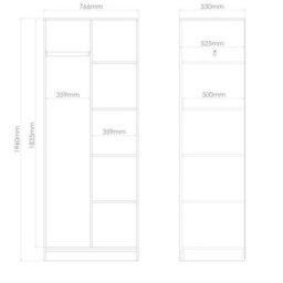 Fuji Tall Open Wardrobe In Kashmir Matt & White Matt (Ready Assembled) - thumbnail 3
