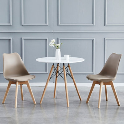 MCC Direct Set Of 2 Dining Chairs With Solid Wooden Legs And Seat Cushion Pad Brown - Eva By Mcc - image 1