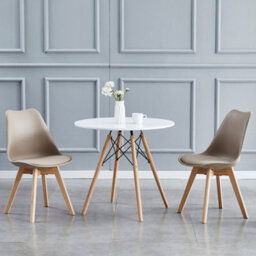 MCC Direct Set Of 2 Dining Chairs With Solid Wooden Legs And Seat Cushion Pad Brown - Eva By Mcc