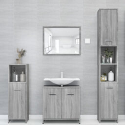 Berkfield Bathroom Cabinet Grey Sonoma 30X30X183.5 Cm Engineered Wood - thumbnail 1