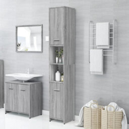 Berkfield Bathroom Cabinet Grey Sonoma 30X30X183.5 Cm Engineered Wood - thumbnail 6