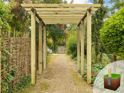 Edecks Heavy Duty Village Walkway Wooden Garden Pergola (W 2400mm X D 4800mm) With Concrete In Posts (2.7M) - image 1