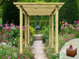 Edecks Heavy Duty Village Walkway Wooden Garden Pergola (W 2400mm X D 4800mm) With Concrete In Posts (2.7M) - thumbnail 2