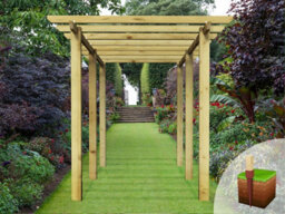 Edecks Heavy Duty Village Walkway Wooden Garden Pergola (W 2400mm X D 4800mm) With Concrete In Posts (2.7M) - thumbnail 3