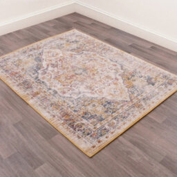 White Traditional Abstarct Easy To Clean Floral Rug For Dining Room-66Cm X 100Cm - thumbnail 2