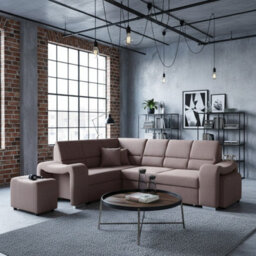Wakiki Upholstered Corner Sofa Bed With Two Ottomans Left Or Right Storage Dolphin Mechanism 260X96X190Cm Pink Left - thumbnail 3
