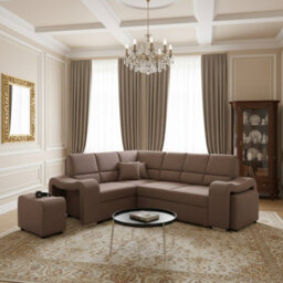 Wakiki Upholstered Corner Sofa Bed With Two Ottomans Left Or Right Storage Dolphin Mechanism 260X96X190Cm Pink Left - thumbnail 2