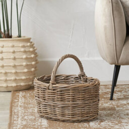 Pacific Lifestyle Tobs Grey Kubu Rattan Straight Shopping Basket