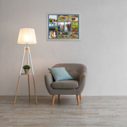 AK Frames 20X16 Silver Modern Multi Photo Frame With Pompadour Mount - Holds 9 Apertures (2X) 7X5, (7X) 6X4 Photos - thumbnail 3