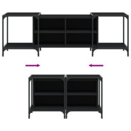Berkfield Tv Cabinet Black 153X37X50 Cm Engineered Wood - thumbnail 7