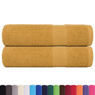 Berkfield Durable Bath Towels 2 Pcs Gold 100X150 Cm 360 Gsm 100% Cotton