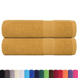 Berkfield Durable Bath Towels 2 Pcs Gold 100X150 Cm 360 Gsm 100% Cotton
