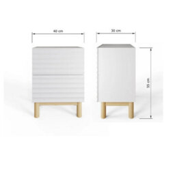 Ribbed 2 Drawer Bedside Table Pair - thumbnail 2