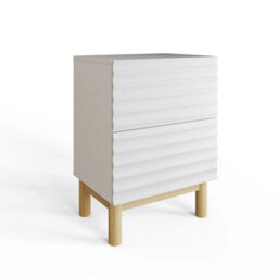 Ribbed 2 Drawer Bedside Table Pair - thumbnail 1