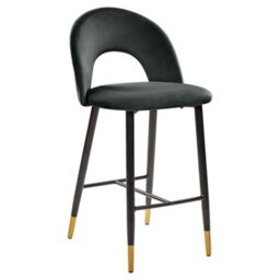Beliani Black Velvet Bar Chairs Set Of 2 With Gold-Ended Steel Legs, Retro Modern Design - thumbnail 5