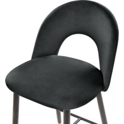 Beliani Black Velvet Bar Chairs Set Of 2 With Gold-Ended Steel Legs, Retro Modern Design - thumbnail 7