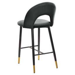 Beliani Black Velvet Bar Chairs Set Of 2 With Gold-Ended Steel Legs, Retro Modern Design - thumbnail 6