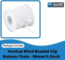 Sisi UK 10M Vertical Blind Bottom Beaded Chain For 89mm Slats White Plastic With Connectors Replacement Chain For Window Blind Clips - thumbnail 3